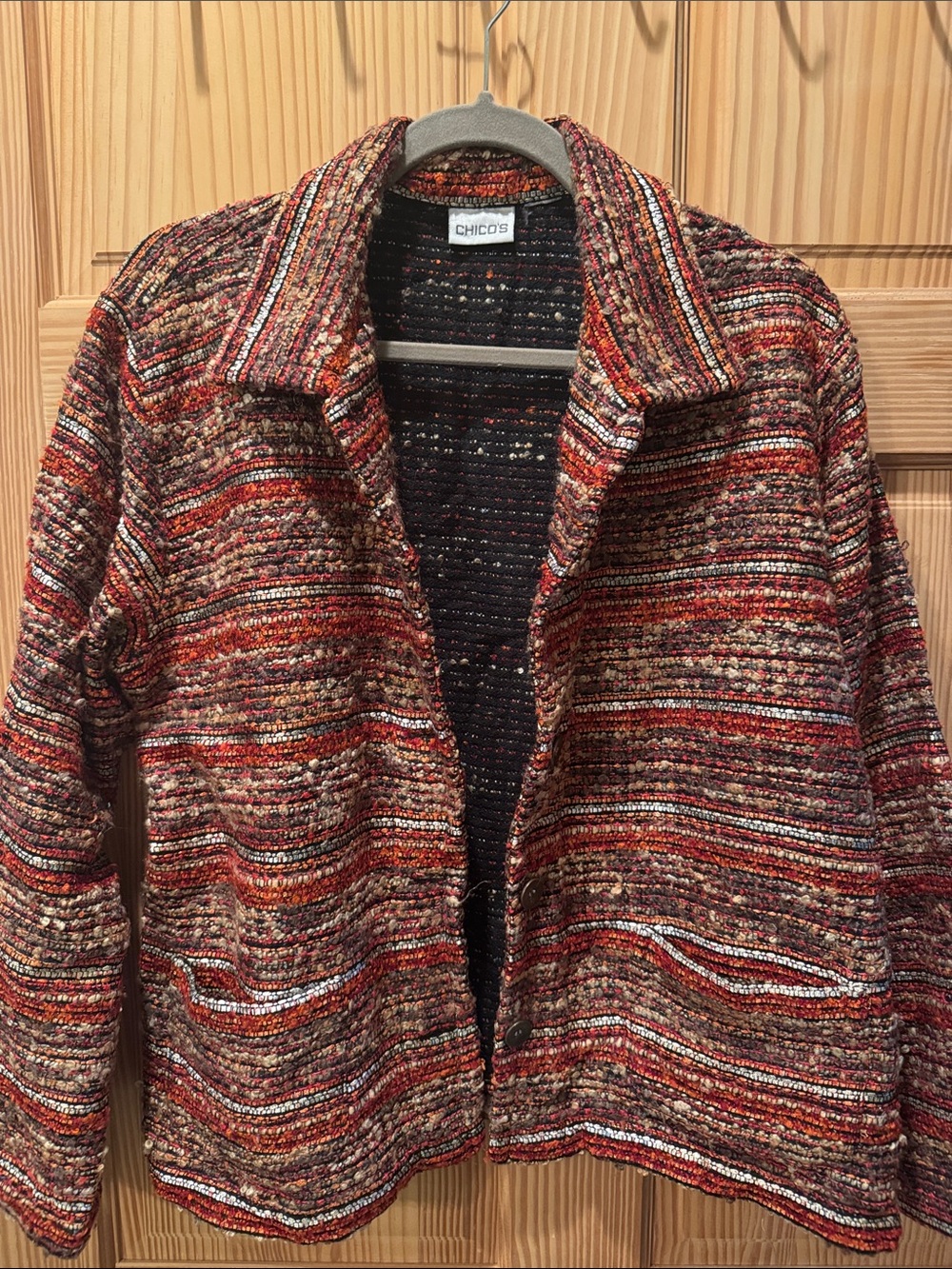 Chico's Rust Red Multicolor Tweed Blazer